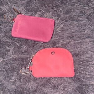 lululemon athletica Vibrant Pink and Coral Cosmetic Pouch Set
